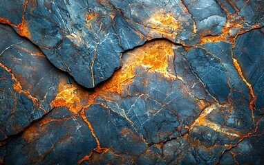 Aufkleber - Abstract dark blue and orange stone texture.