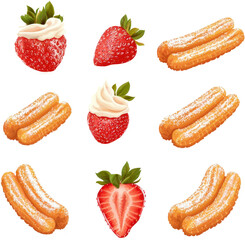 Wall Mural - churros with strawberry 