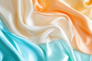 Poster - Pastel silk fabric folds, draped, studio, background blur, textile design