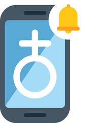 Poster - smartphone is displaying a female gender symbol and receiving a notification, as indicated by the be