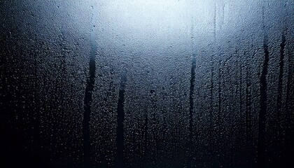 Wall Mural - closeup view capturing the intricate condensation of fog on a window glass surface, showcasing the d