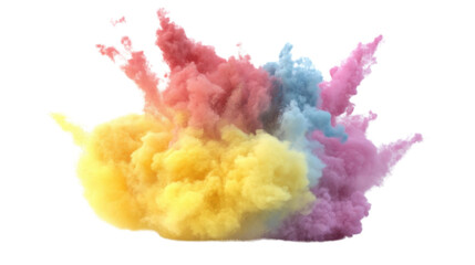 Poster - Colorful smoke explosion creating abstract shapes on transparent background