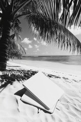 Sticker - Book on sandy beach near palm tree