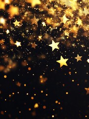 Wall Mural - Black and Gold Stars Background