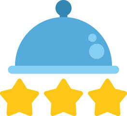 Poster - Conceptual illustration of a restaurant cloche serving a three star rating on a white background
