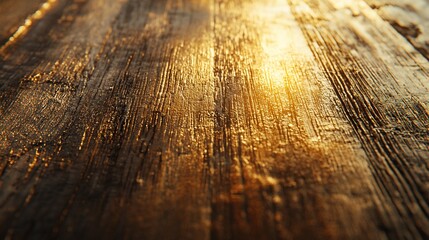 Poster - Golden-hued rustic wooden planks background.