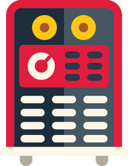 Poster - Red inverter welding machine standing on wheels with control panel, indicator lights and buttons