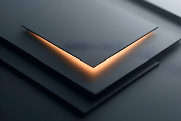 Poster - Glowing lines on stacked squares, abstract background, design element
