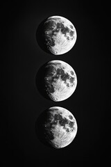 Wall Mural - moon phases black white