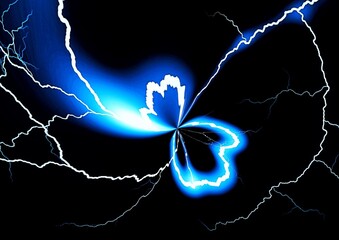 Aufkleber - 3d render of blue lightning on a black background