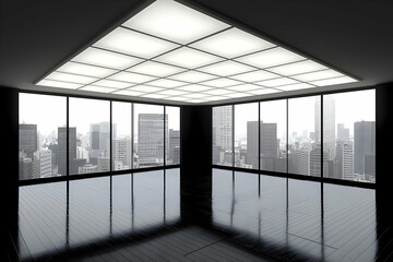 Poster - Empty modern office, city view, daytime