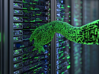 Poster - Digital hand accessing server data center