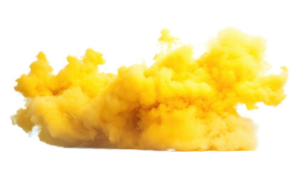 Wall Mural - Yellow smoke cloud forming on transparent background