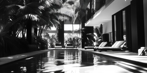 Wall Mural - Swimming pool in monochrome