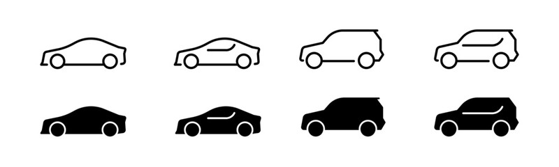 Poster - Car icon set in flat style. Transport symbols. Simple car icons.