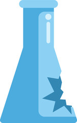 Poster - Blue conical flask is breaking, showing that an experiment in a laboratory has not gone to plan