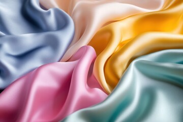 Poster - Pastel silk fabric swirls, close-up studio shot, texture background, design