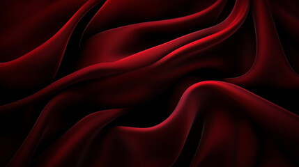Poster - Luxurious deep red fabric with flowing folds and velvety texture, creating an elegant and opulent visual effect. The rich color and soft waves enhance the sense of depth and movement, emphasizing the 