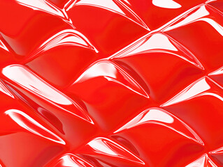 Aufkleber - Red Abstract Texture: A captivating image featuring a vibrant red, glossy texture with a mesmerizing three-dimensional geometric pattern.