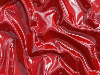 Aufkleber - Crimson Drape: Luxurious, rich red fabric with deep folds and creases, creating a dramatic and sensual texture. The glossy surface reflects light, adding depth and vibrancy to the image.