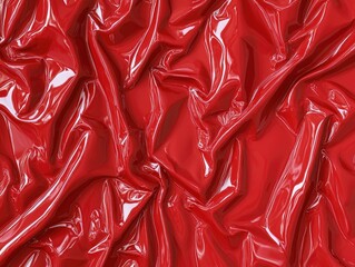Aufkleber - Red Patent Leather Texture: A close-up shot of a smooth, glossy red patent leather surface. The texture of the folded material creates an abstract pattern of light and shadow.