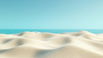 Poster - Sand dunes are covering a beautiful tropical beach with turquoise water and clear blue sky in background, creating a peaceful and relaxing summer scenery