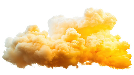 Poster - Yellow smoke cloud billowing with transparent background