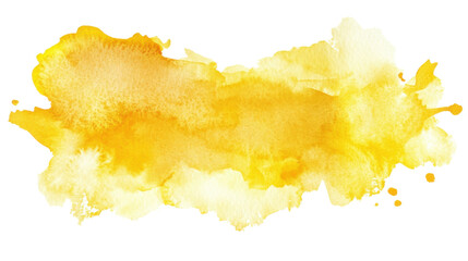 Poster - Bright yellow watercolor stain creating abstract shapes on transparent background