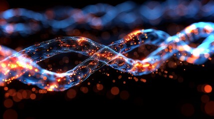 Leinwandbilder - Colorful light waves intertwine dynamically, glowing with bright sparks and creating an enchanting visual effect in a dark background, reminiscent of flowing energy patterns.