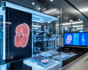 Poster - Medical lab displaying bioprinted tissue samples and technology