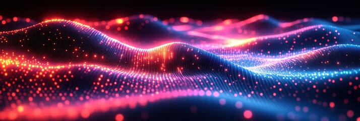 Fototapete - Complex digital wave formation with vibrant colors and intricate detail