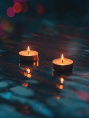 Sticker - Lit candles on wet surface