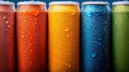 Aufkleber - A close-up of colorful beer glasses frosted with condensation