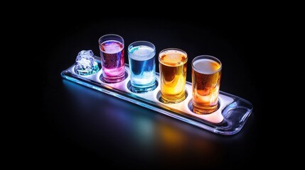 Poster - A glowing beer paddle with an assortment of vibrant craft beers