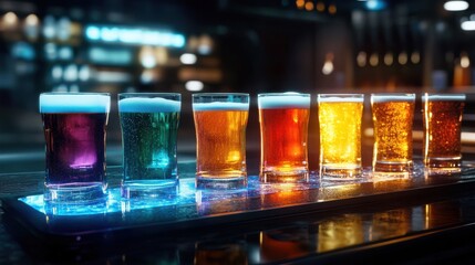 Poster - A glowing beer paddle with an assortment of vibrant craft beers