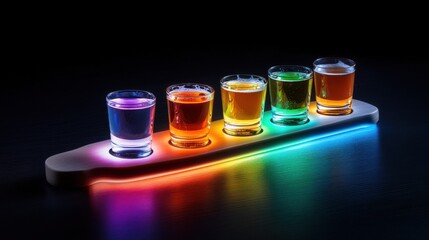 Poster - A glowing beer paddle with an assortment of vibrant craft beers