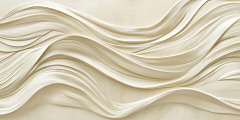 Wall Mural - Cream textures wallpaper with silky smooth flowing wave patterns. The light, neutral tones create a minimalist and elegant high-definition background.