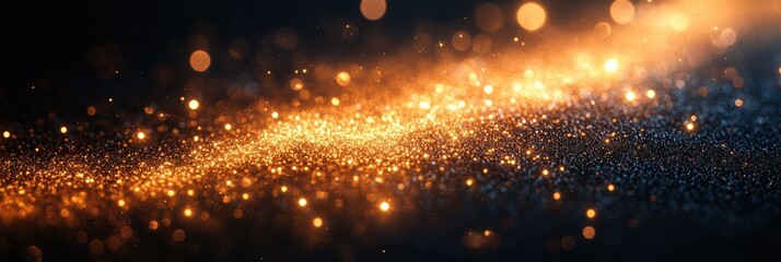 Poster - gold glitter creates a shimmering pattern on a dark background, capturing the essence of beauty