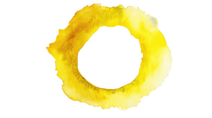 Poster - Yellow watercolor circle on transparent background creating empty space