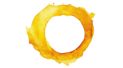 Poster - Yellow watercolor circle on transparent background creating empty space