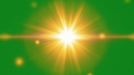 Wall Mural - green screen sunburst: a vibrant, golden sunburst explodes against a bright green screen, perfect fo