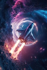 Wall Mural - Space Shuttle Through Galaxy
