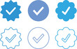 © Nawaz - Verified tick badge icon set isolated on transparent background. Social media official account tick symbol collection. Abstract Modern Verification signs design vector