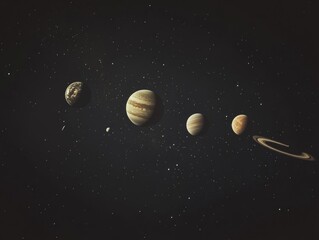Wall Mural - Planets and Star in Night Sky