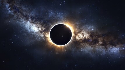 Wall Mural - total solar eclipse showing the sun's corona in front of the milky way