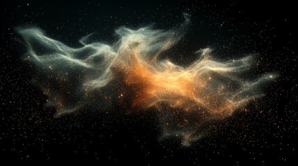 Poster - Glowing Particles Swirling in a Colorful Cloud of Data in Space