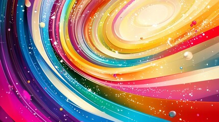 Poster - Swirling Abstract Lines in Vibrant Colors with Speckles of Light