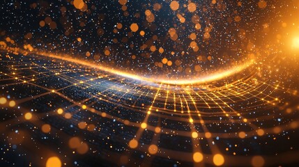 Poster - Energetic Display of Swirling Light Patterns in Vibrant Colors and Textures