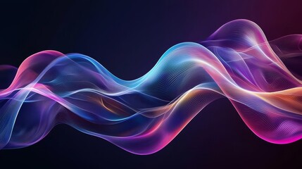Poster - Ethereal Wave of Color Brushing Across a Dark Background in Fluid Motion
