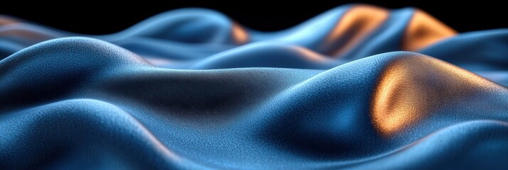 Poster - Silky fabric waves create an elegant display of texture and light in a dark setting